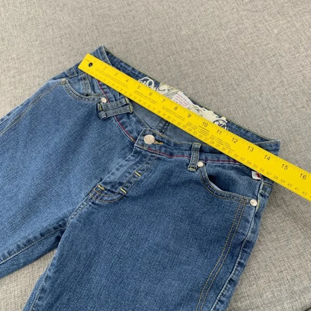 Mecca Femme‎ Cropped Jeans Size 9/10 Embroidered Design Low Rise 78% Cotton